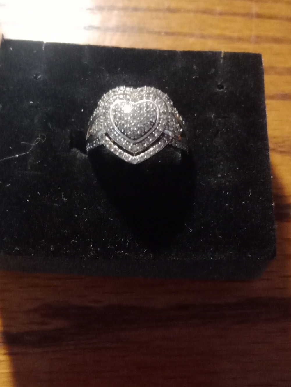 Silver Heart Diamond Pave Statement Ring - Women Jewelry